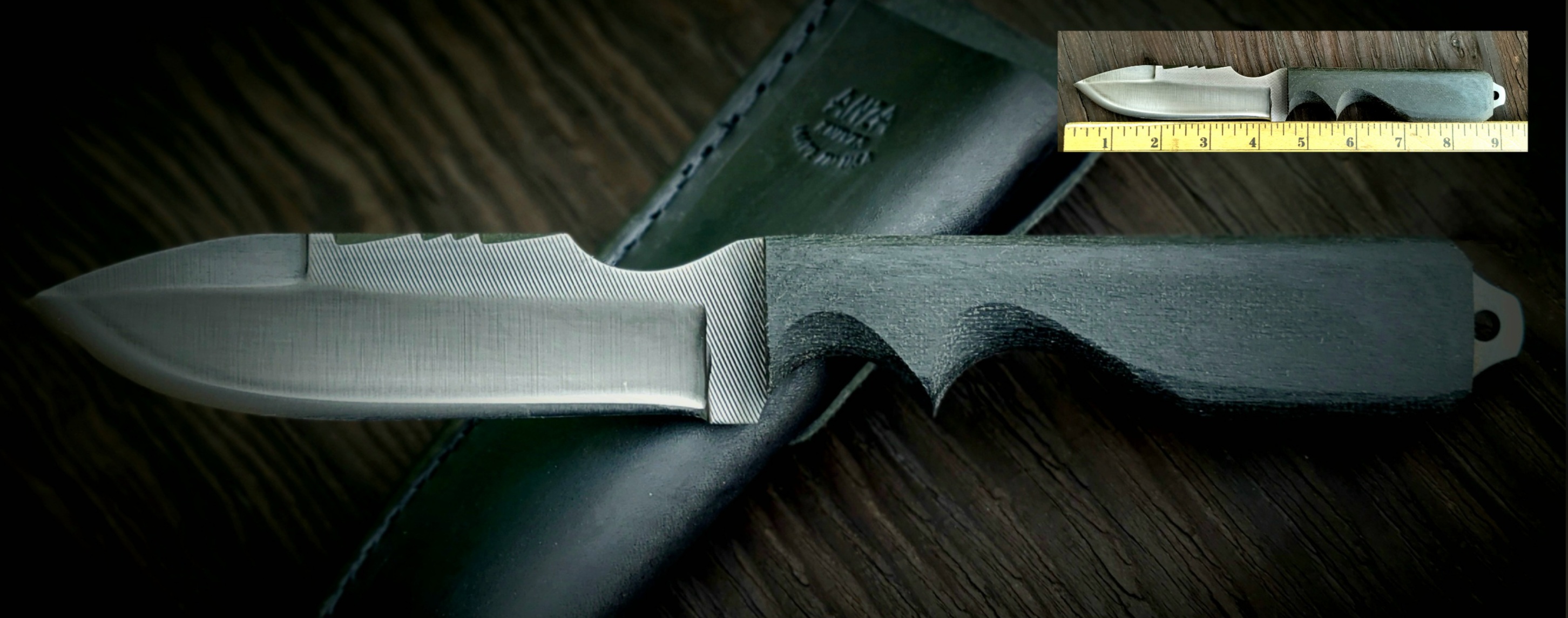 SWAT-BLACK MICARTA-BLUED BLADE